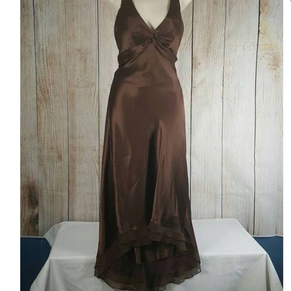 Brown high low Cache cocktail dress